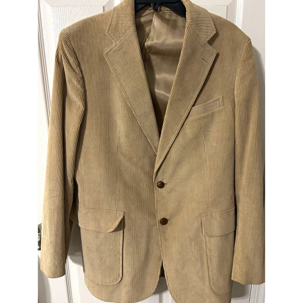 Stanley Blacker for Lord&Taylor Beige Sport Coat Corduroy 42L 2-Button Blazer